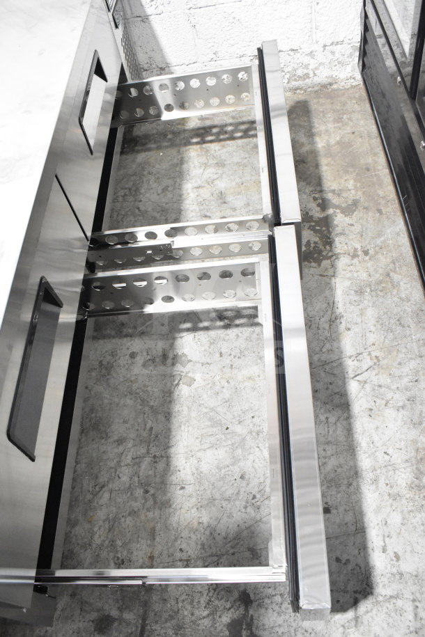 Brand new Migali C-CB72-HC chef base, 4-drawer, commercial casters, visible scratch and dent, 115V, 1 phase.