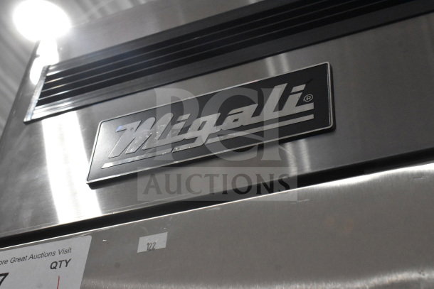 Brand new 2021 Migali C-3FB-HC commercial 3-door reach-in freezer, with brand label visible, 115/208-230V, 1 phase.