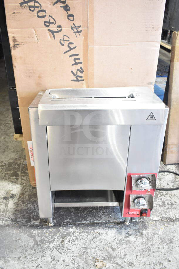 Avantco 177CPBTR66A commercial vertical contact bun toaster, stainless steel, 120 volts, excellent condition.