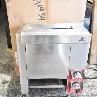 Avantco 177CPBTR66A commercial vertical contact bun toaster, stainless steel, 120 volts, excellent condition.