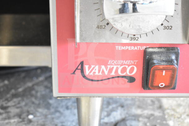 Avantco 177CPBTR66A Commercial Bun Toaster, red temperature dial, on/off switch, compact design, 120V, 1 Phase.