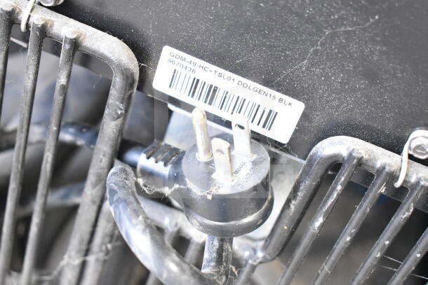 2019 True GDM-49-HC commercial cooler plug and model label, showing power specifications and barcode.