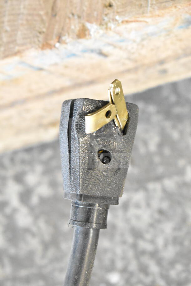 Close-up of the power plug for 2022 True T-35-HC commercial cooler, showcasing quality and electrical specs.