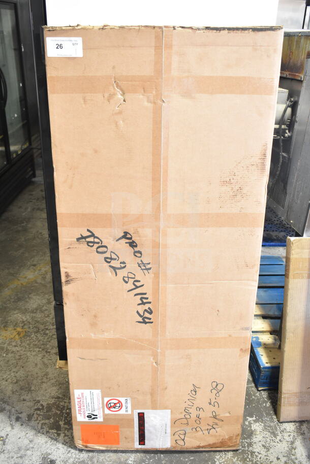 BRAND NEW SCRATCH AND DENT Fri-Jado Spit Trolley Large in original packaging; visible dents, shipping labels indicating Pro #780284434.