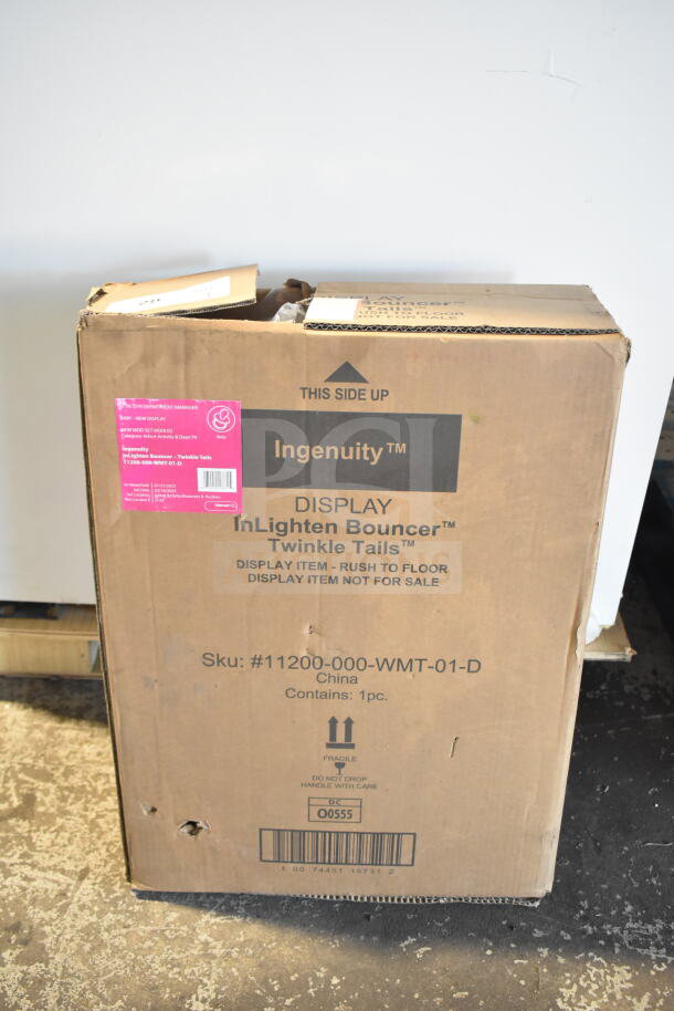 Box of Ingenuity InLighten Bouncer Twinkle Tails, brand new, scratch and dent condition, display item. SKU: #11200-000-WMT-01-D.