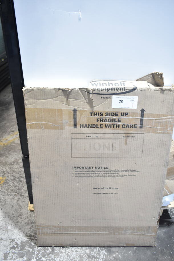 Alt text: Brand new Winholt King Cutting Board, 3/4"x48"x96", in box with cosmetic damage. Model CBXNATRMT.75048.096.00.