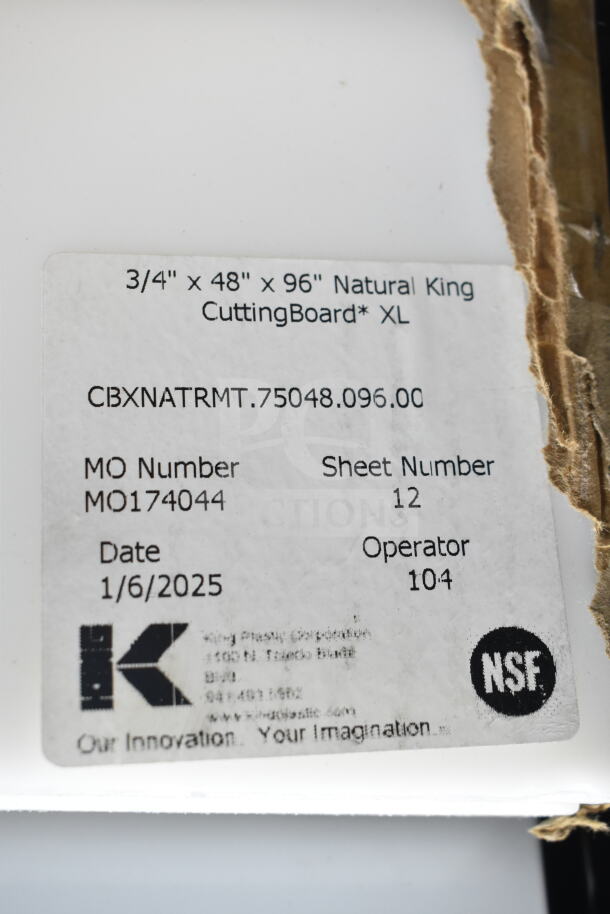 Winholt King CuttingBoard XL, 3/4"x48"x96", new scratch and dent, model CBXNATRMT.75048.096.00, NSF certified.