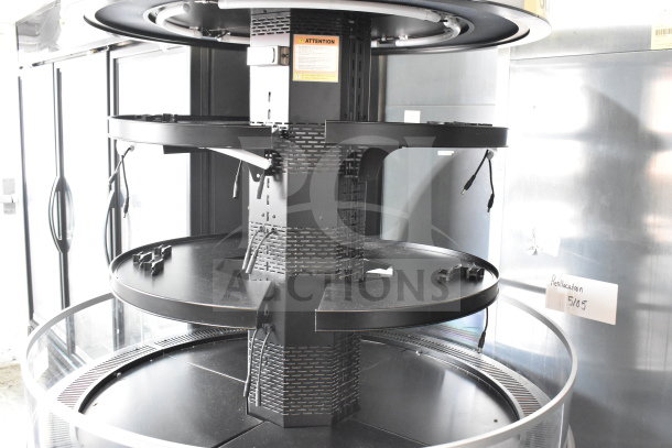 Turbo Air TIOM-48RRB-N, 48" black air curtain display case, round island, commercial casters, 220V, 1 phase.