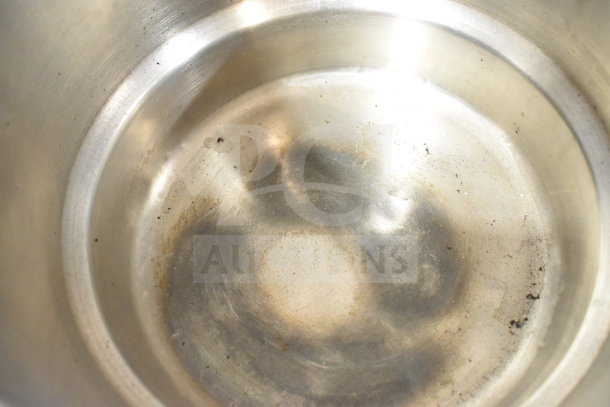 Avantco 177S600 commercial soup kettle interior view, showing stainless steel construction. Slight wear visible.