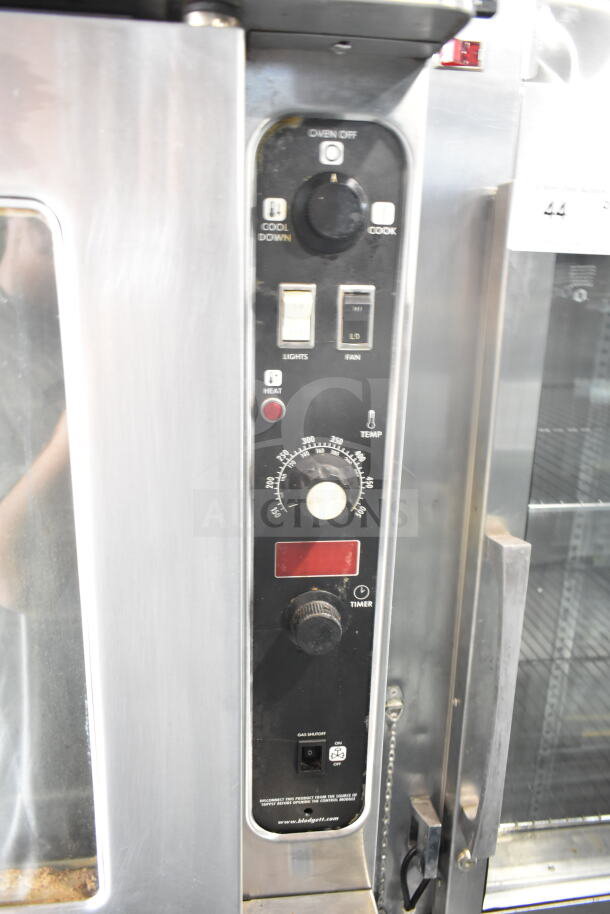 Blodgett commercial gas convection oven with view-through doors and thermostatic controls, in good condition.