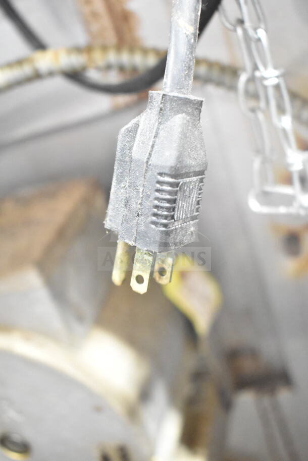 Dusty power plug of a Blodgett commercial convection oven, showing connector detail.