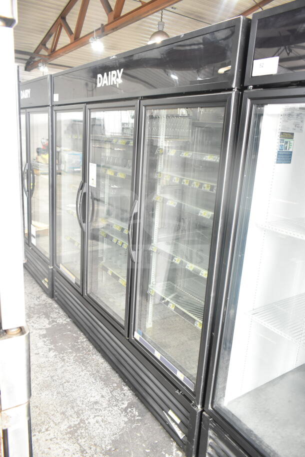2019 True GDM-72-HC commercial 3-door reach-in cooler merchandiser, 115 volts, good condition, labeled for dairy.