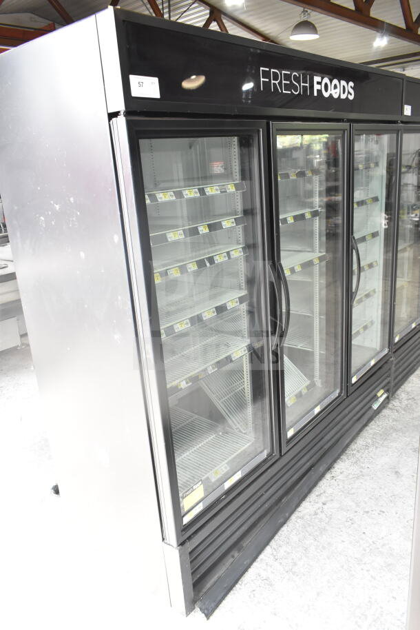 2019 True GDM-72-HC 3 door cooler merchandiser, 115V, 1 phase. Clean shelves, minor surface wear, "Fresh Foods" label.