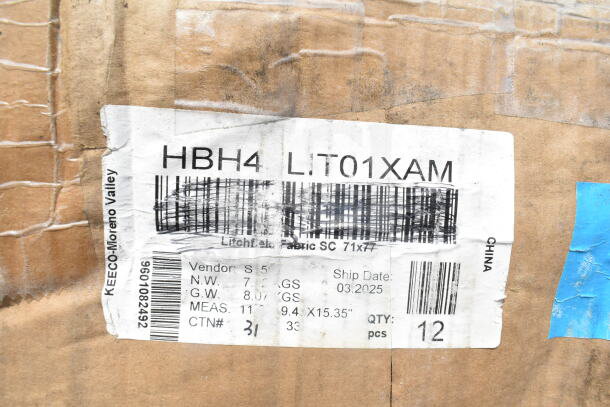 Label on brown box showing shipping and product details, including barcode and vendor information.