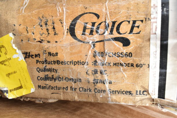 Cardboard package with "Choice" logo, model CHSS60. Describes as "Sneeze Minder 60", made in India for Clark Core Services, LLC.