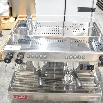 BRAND NEW SCRATCH AND DENT! 2025 Estella ECEM2/N2 Commercial Countertop Two Group Automatic Espresso Machine w/ 3 Portafilters. 220-240 Volts, 1 Phase.