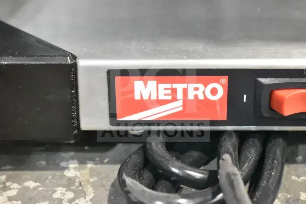 Metro Super Erecta Hot HS1442 stainless steel heated shelf, 14"x42", new with scratch and dent, 120V 1 Phase, visible Metro logo.