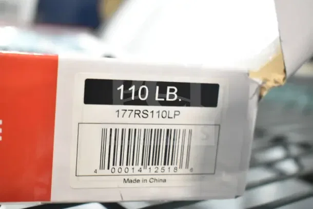 Avantco Galaxy RS110LP scale box, showing 110 lb capacity, model 177RS110LP, barcode, and "Made in China" marking.