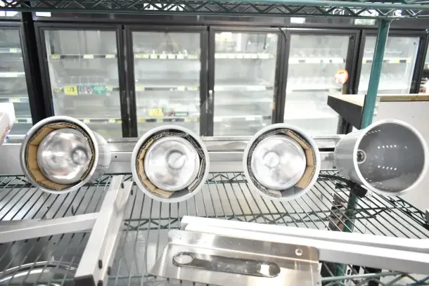 BRAND NEW ServIt 423BLS4 Heat Lamp, 4-bulb, suspension bar, 120V, slight scratches and dents, industrial use.