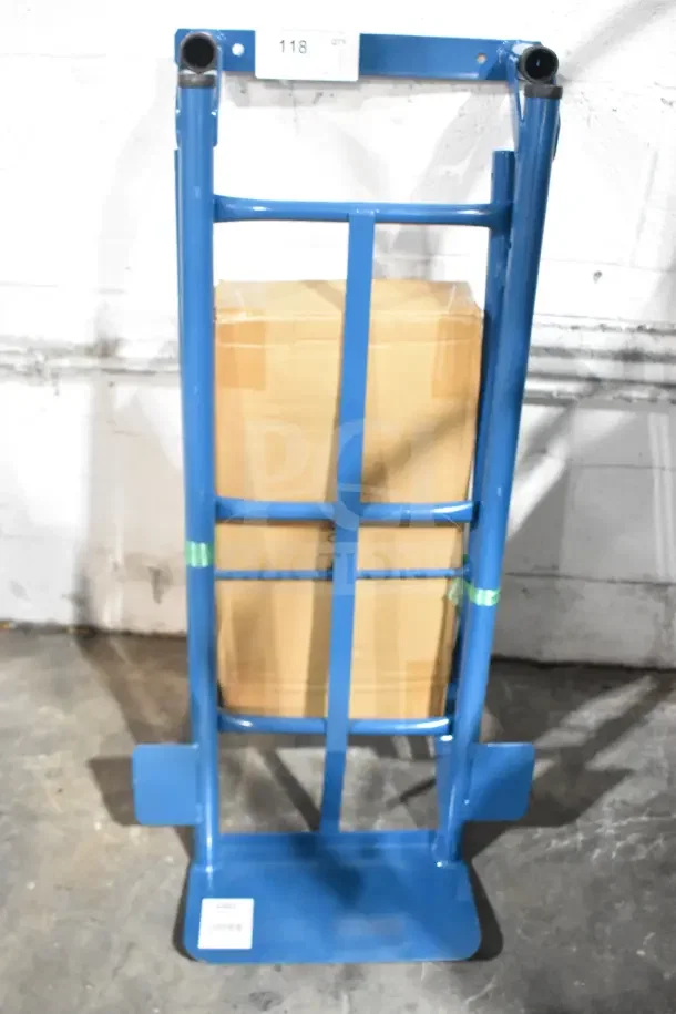 BRAND NEW Lavex 503HDTP21BL 500 lb. blue 2-in-1 convertible hand truck with 10" pneumatic wheels, minor scratches.
