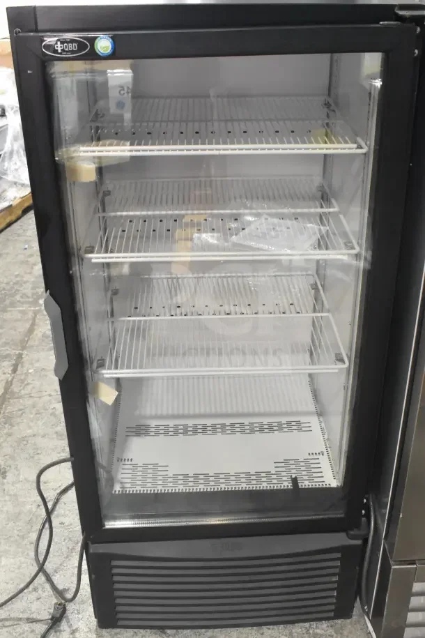 2017 QBD CD10-HC cooler merchandiser, single door, commercial model, 115 volts, 1 phase, features multiple shelves.