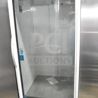 2021 True TSCI-600R-G-PH commercial single door cooler. Glass door, white interior, excellent condition, 115V, 1 phase.