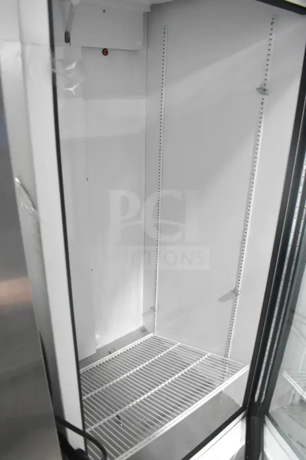 2021 True TSCI-600R-G-PH Commercial Single Door Cooler with glass door, adjustable shelves, clean interior. Model T-35.