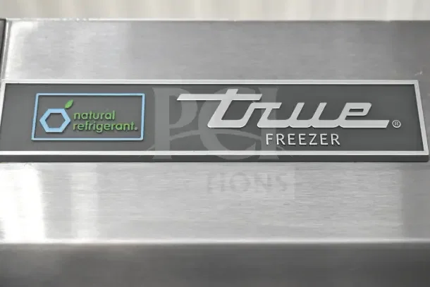 2018 True T-19F-HC commercial freezer label, featuring "natural refrigerant" and True logo.