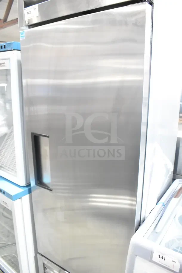 2018 True T-19F-HC single door reach-in freezer, stainless steel, on casters, 115V, 1 phase, excellent condition.