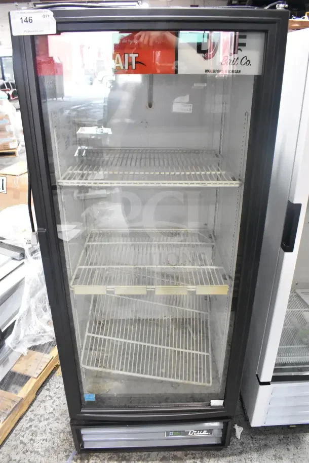 2017 True GDM-12-HC-LD cooler merchandiser, single door, reach-in, 115 volts, 1 phase, used condition, visible shelves.