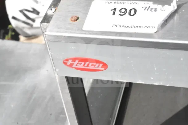Hatco GRSDS/H-36D countertop heated display merchandiser, 2-tier, stainless steel, 120V, visible Hatco logo and auction label.