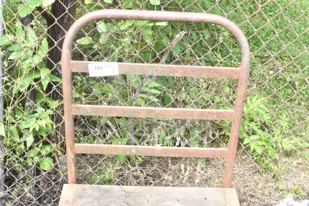 Flat Top Cart with rusted frame on commercial casters, numbered tag "193", suitable for industrial use.