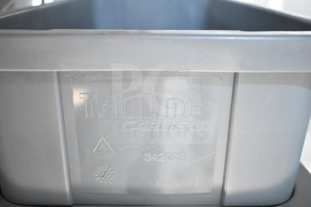 Alt text: TrimLine Carlisle container, model 342023, made of LDPE, labeled "Made in USA."