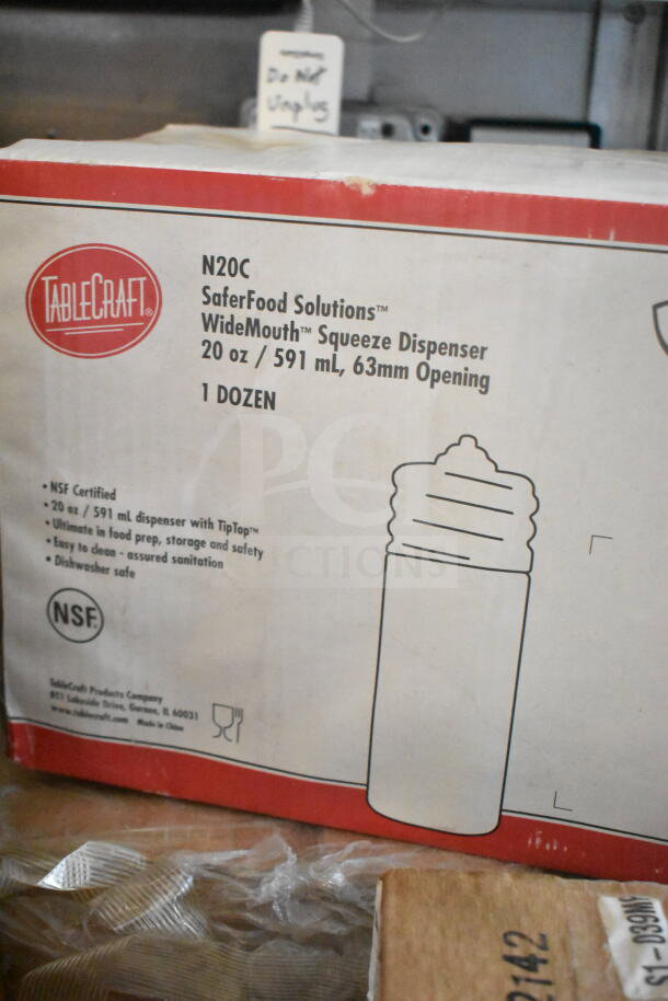 Box for TableCraft SaferFood Solutions WideMouth squeeze dispensers, 20 oz capacity, NSF Certified, 1 dozen.