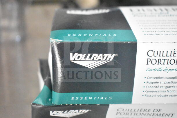"Vollrath Essentials" box, black and teal design, visible on packaging.