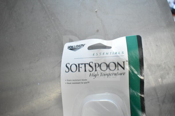 Packaging for Vollrath SoftSpoon, high-temperature resistant up to 500°F, with stain-resistant blade.