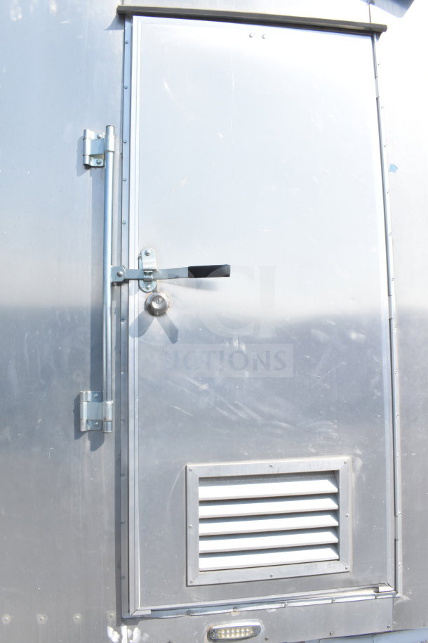 2021 Texino 8.5'x28' food trailer, silver exterior, secure door with lock, air vent, visible VIN 4B9T1EC36MM286017.