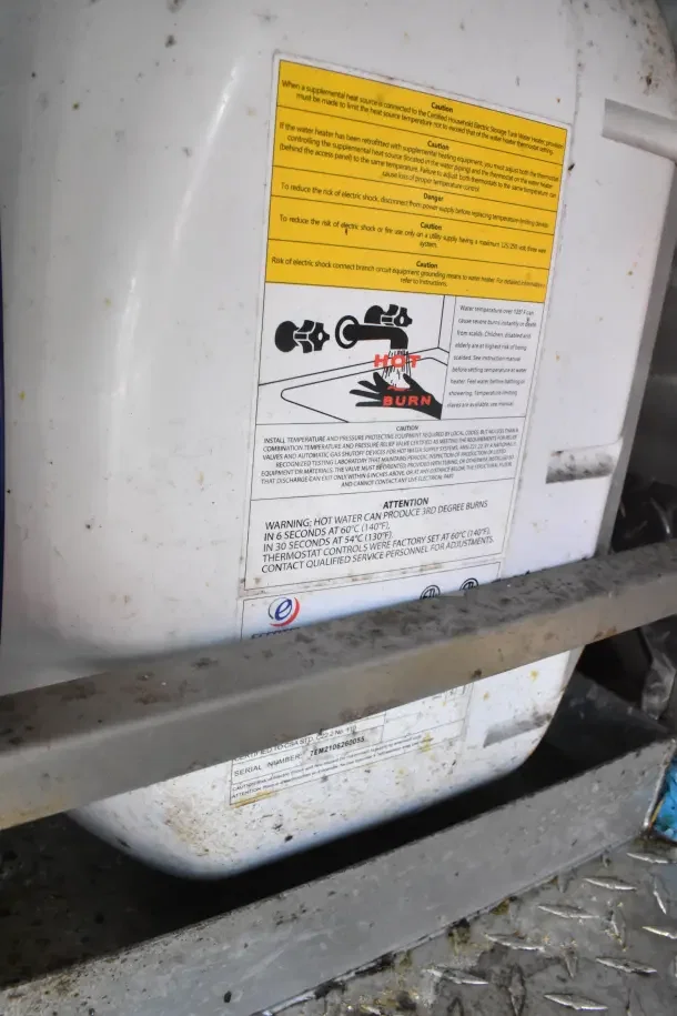 2021 Rock Solid Cargo 8.5'x28' food trailer label showing safety instructions and burn warnings.