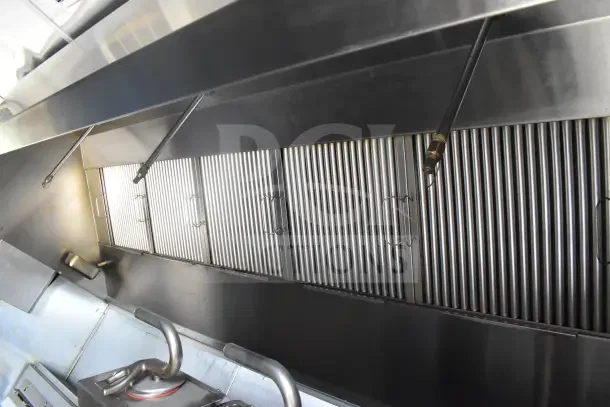 2021 Rock Solid Cargo 8.5'x28' food trailer with CaptiveAire hood, fire suppression system, stainless steel finish.