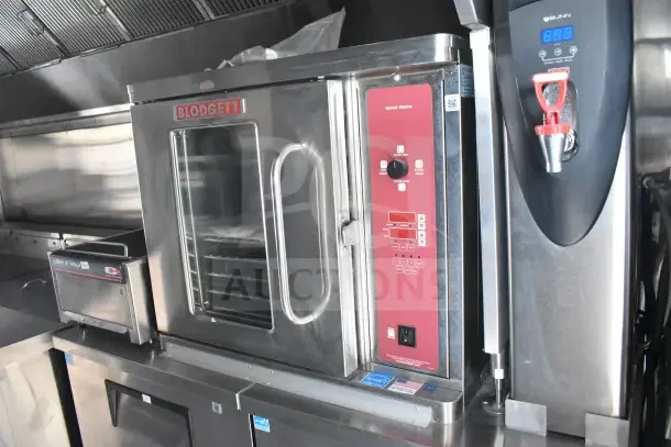 2021 Texino 28' food trailer with Blodgett oven, CaptiveAire grease hood, fire suppression, refrigeration, and breading tables.