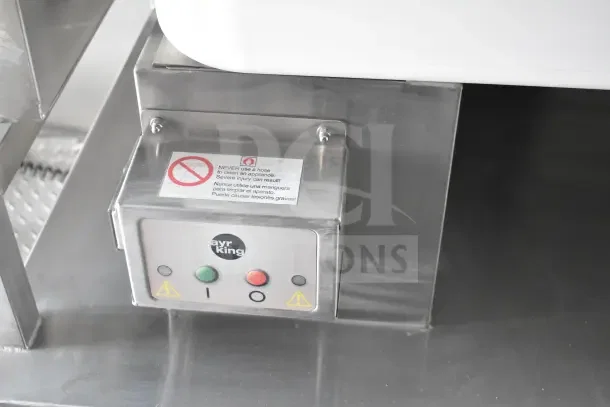 Texino food trailer control panel with Ayr King branding and safety labels.