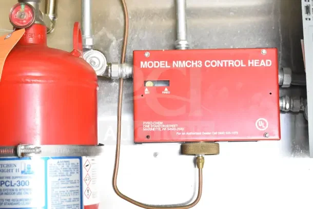 Red Pyro-Chem Model NMCH3 Control Head and PCL-300 Fire Suppression System in 2020 Diamond Cargo Kitchen Trailer.