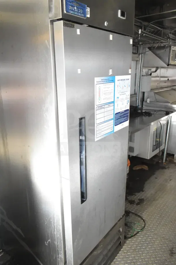 Stainless steel Arctic Air commercial freezer in 2020 Diamond Cargo kitchen trailer. Equipped with HACCP guidelines.