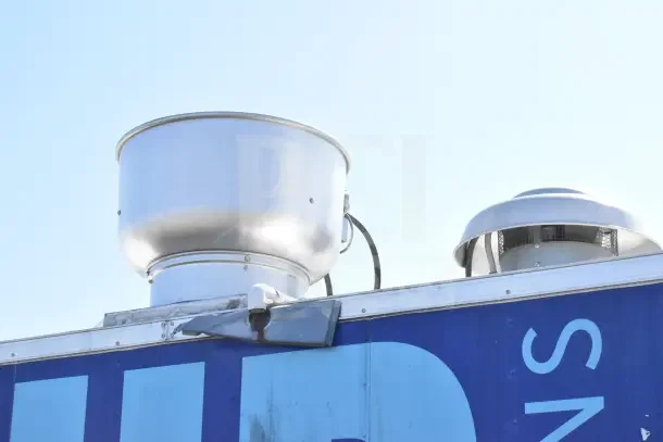 2020 Diamond Cargo 24' commercial kitchen trailer exhaust vents, featuring a grease hood.