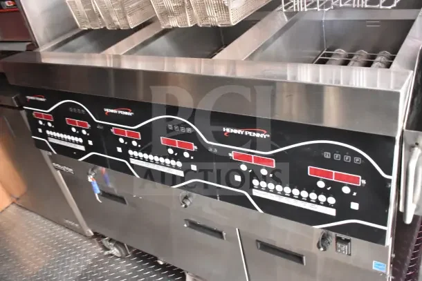 Henny Penny EEG-253 Propane 3-Bay Fryer in new condition, part of 2022 Rock Solid Cargo Ghost Kitchen Trailer.