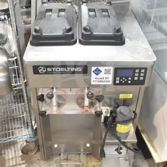 2020 Stoelting SF121-38I2 soft serve machine, 2-flavor with twist, drink mixing attachment, 208-240V, counter setup, asset ID 7712952305.