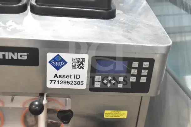 2020 Stoelting SF121-38I2 soft serve machine, dual flavor w/ twist, drink mixing, label showing asset ID 7712952305.