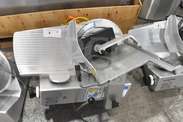 Bizerba GSP HD 13" automatic meat slicer, heavy-duty, gravity feed, illuminated, 120V, 1 phase, commercial use.