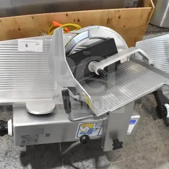 Bizerba GSP HD 13" automatic meat slicer, heavy-duty, gravity feed, illuminated, 120V, 1 phase, commercial use.