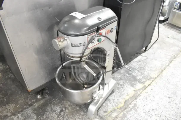 Anvil Commercial Countertop Planetary Dough Mixer with mixing bowl and paddle attachment, 115V, 1 Phase, in used condition.